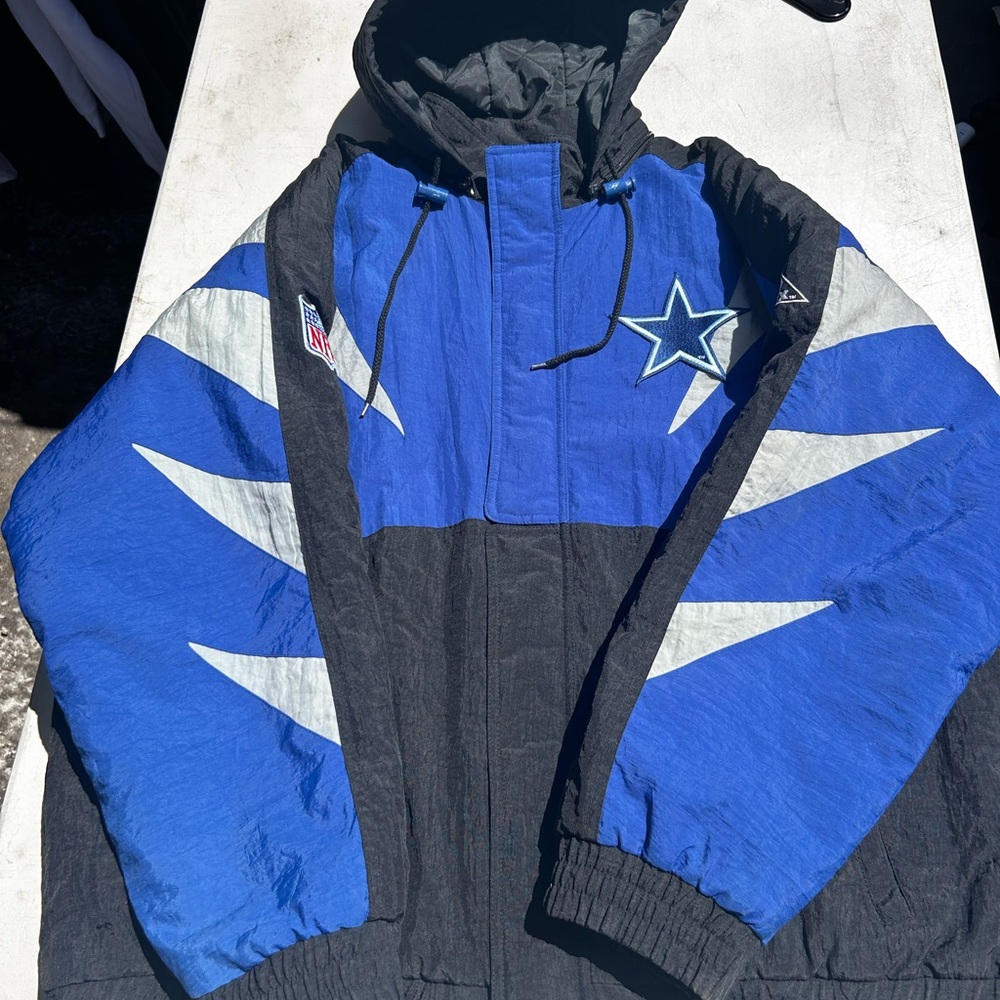 Blue and Black Hooded Jacket with Star Design